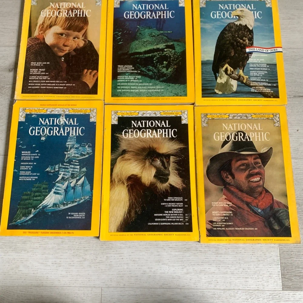 Vintage National Geographic 1976 Magazine Lot 9 Issues Bicentennial Year Vintage
